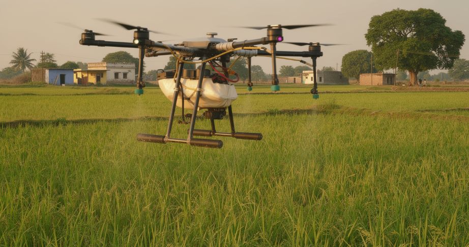 Farmers using shared agricultural machinery through custom hiring center