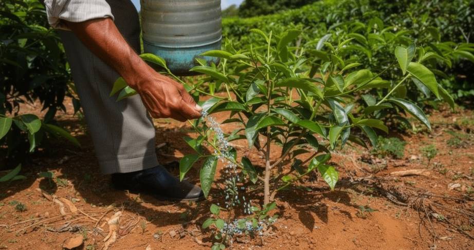 Farmer using digital smart advisory for crop management