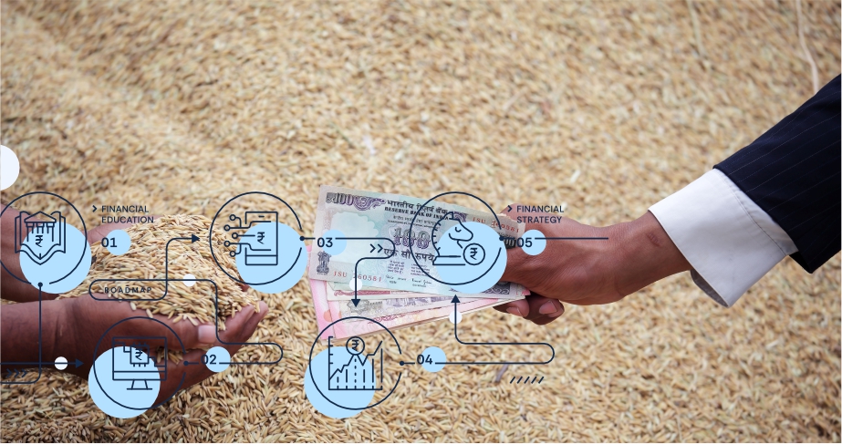 Farmers learning digital payments and financial planning for farm income